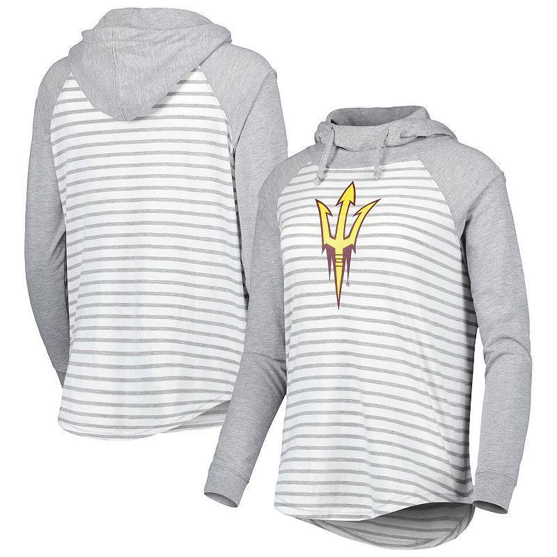 Womens Colosseum Heathered Gray/White Arizona State Sun Devils Gloria Raglan Long Sleeve Hoodie T-Shirt Product Image