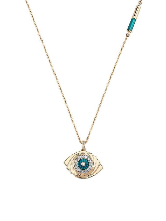 Womens Guardian Two-Tone 14K Gold & 0.15 TCW Diamond Evil Eye Pendant Necklace Product Image