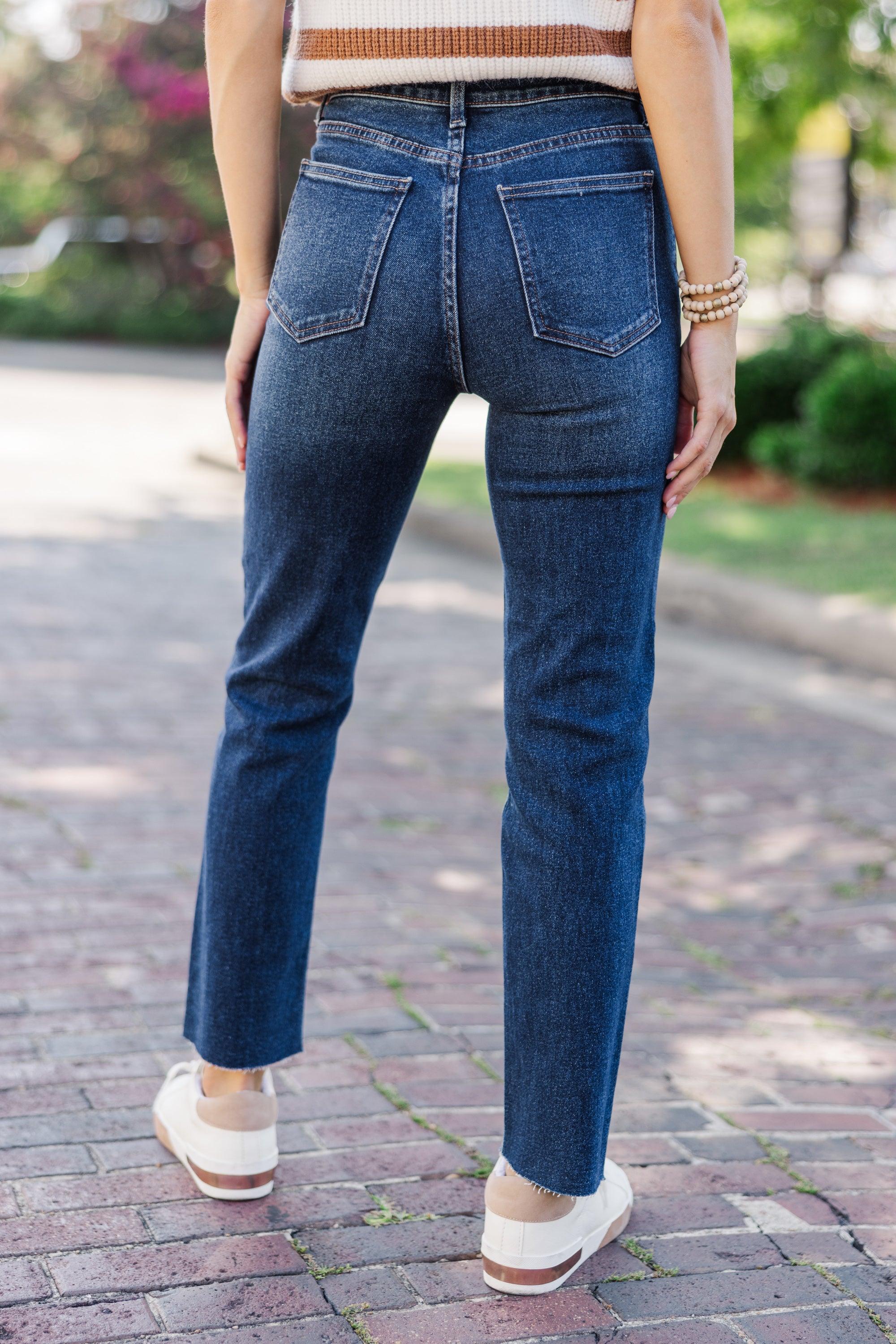 Day To Day Dark Wash Straight Leg Jeans Female Product Image