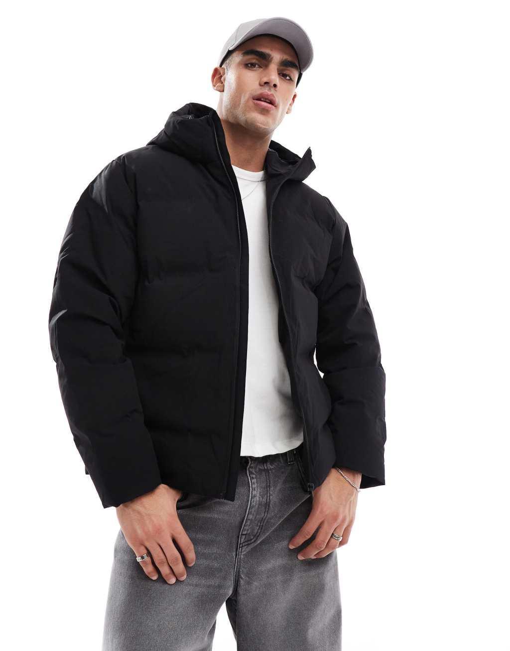 Jack & Jones short down puffer jacket in black product image