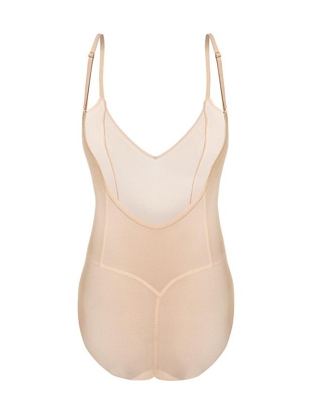 Womens All Mesh Lowback Shape Bodysuit - Milk Chocolate - Size Small Product Image