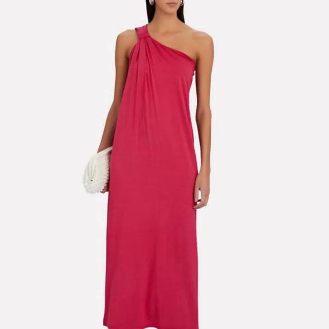 One-shoulder Maxi Dress In Fuschia Pink Product Image