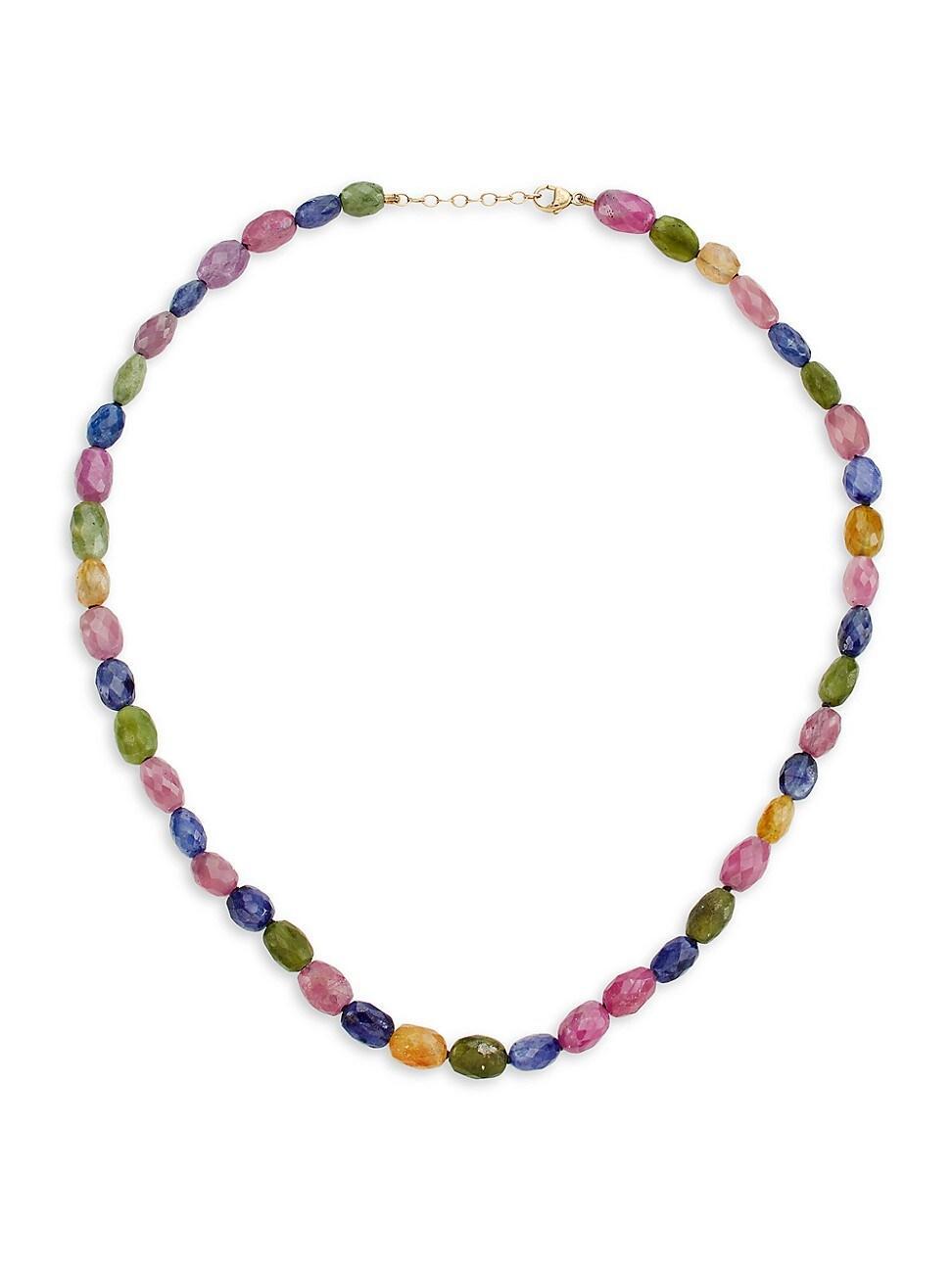 Womens Arizona 14K Yellow Gold & Rainbow Sapphire Beaded Necklace Product Image