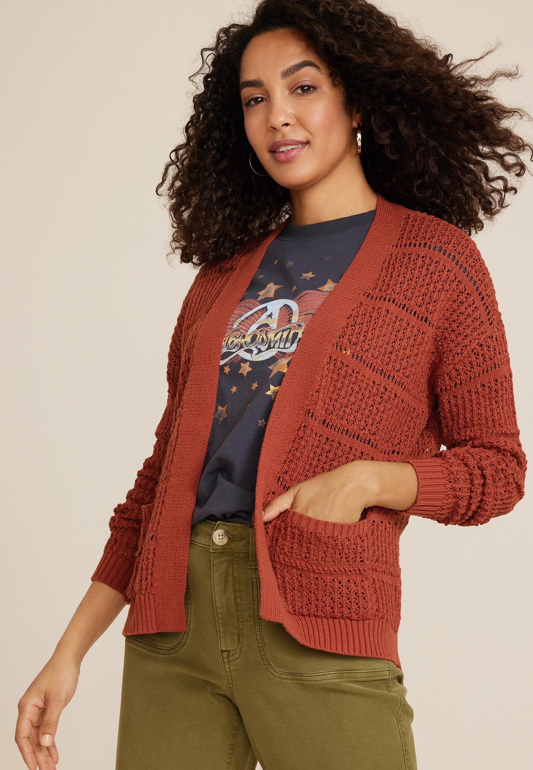 Open Stitch Pocket Cardigan Product Image