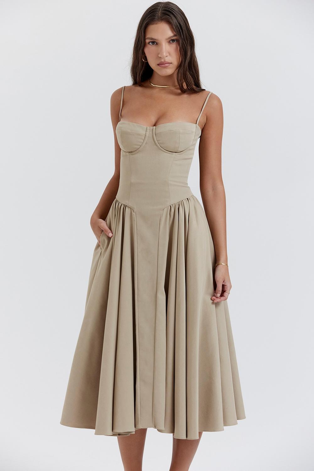 Samaria Taupe Corset Sundress Product Image