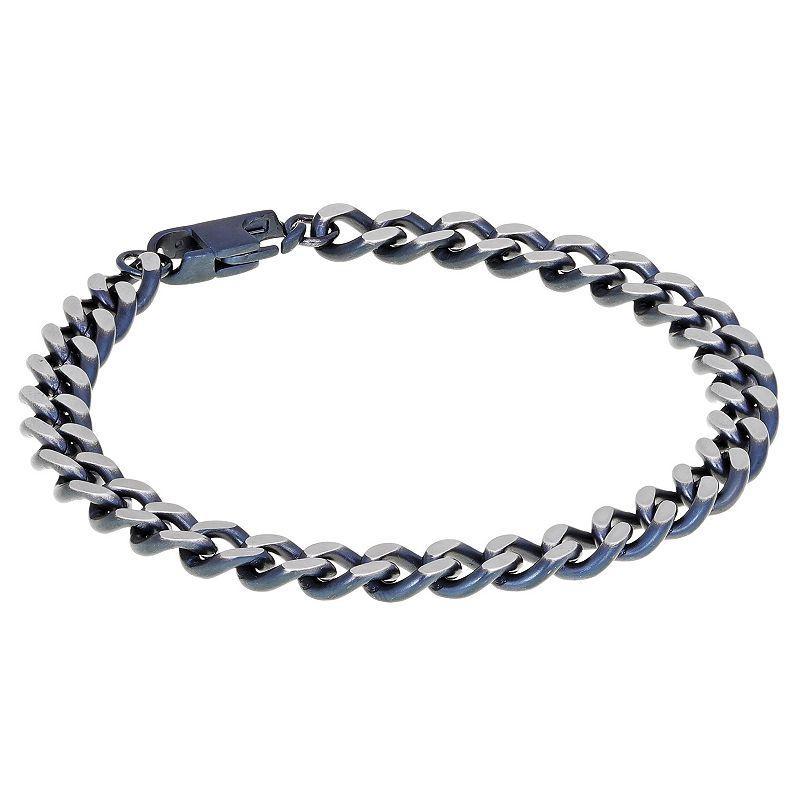 Mens LYNX Gray Stainless Steel Curb Chain Bracelet Product Image