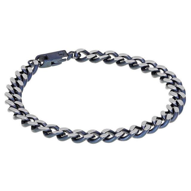 Mens LYNX Gray Stainless Steel Curb Chain Bracelet Grey Product Image