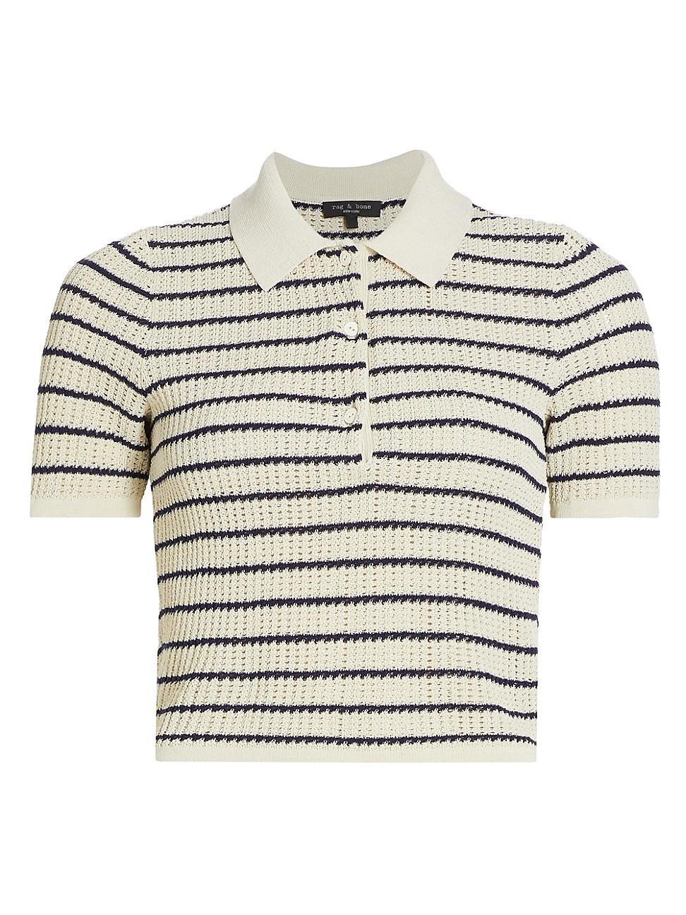 Womens Viola Stripe Crop Polo Shirt Product Image