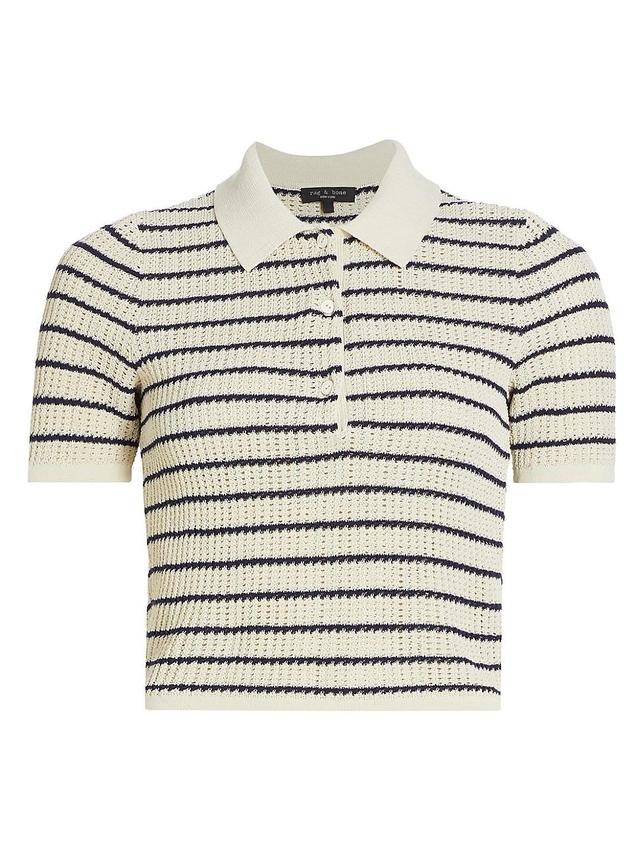 Womens Viola Stripe Crop Polo Shirt Product Image