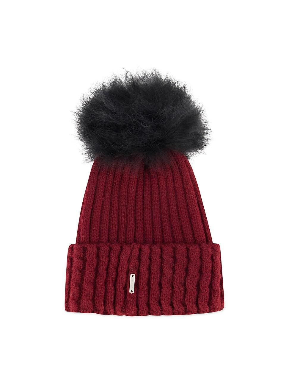 Womens Knit Hat With Toscana Lamb Pompom product image