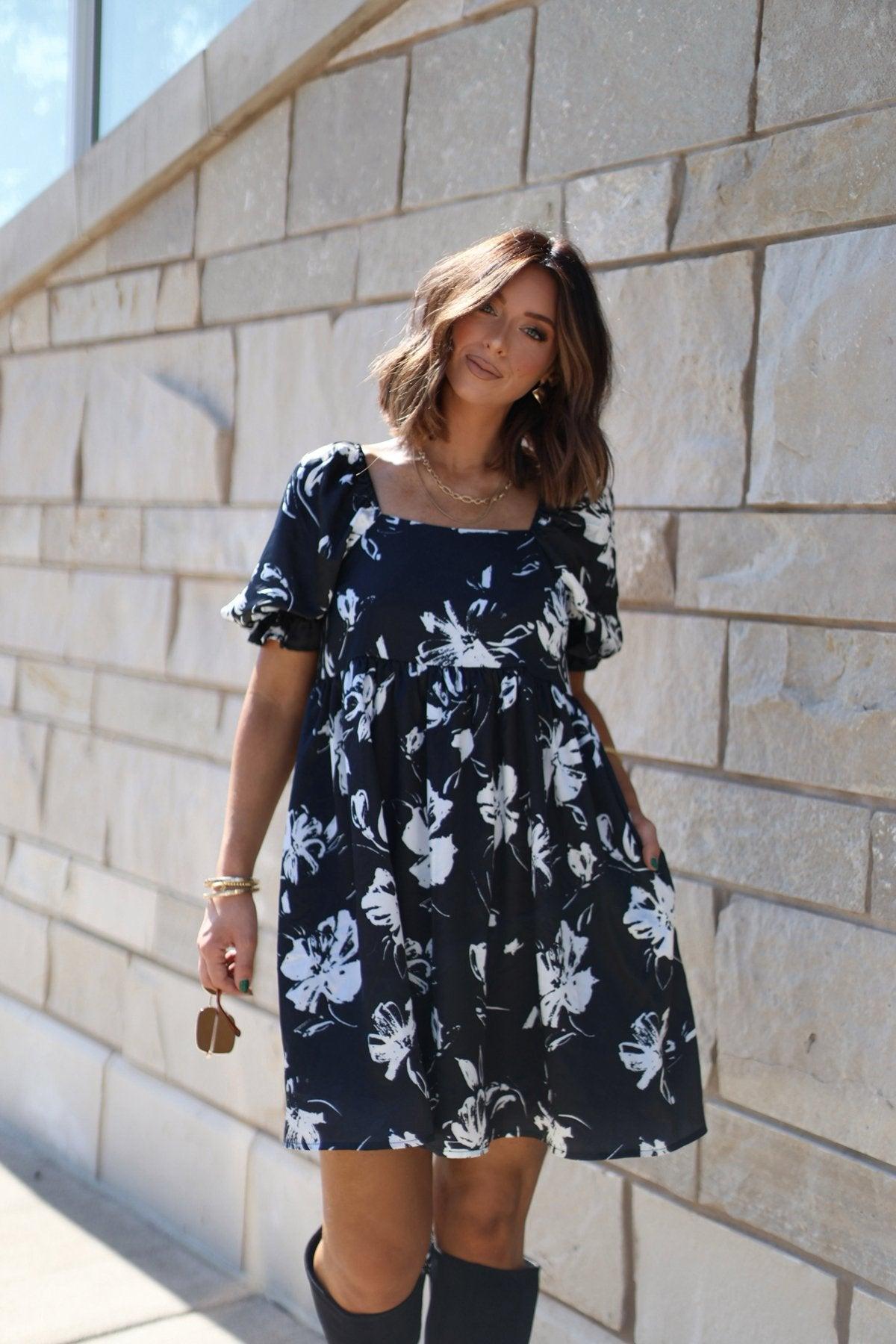 Stacey Black Floral Mini Dress Product Image