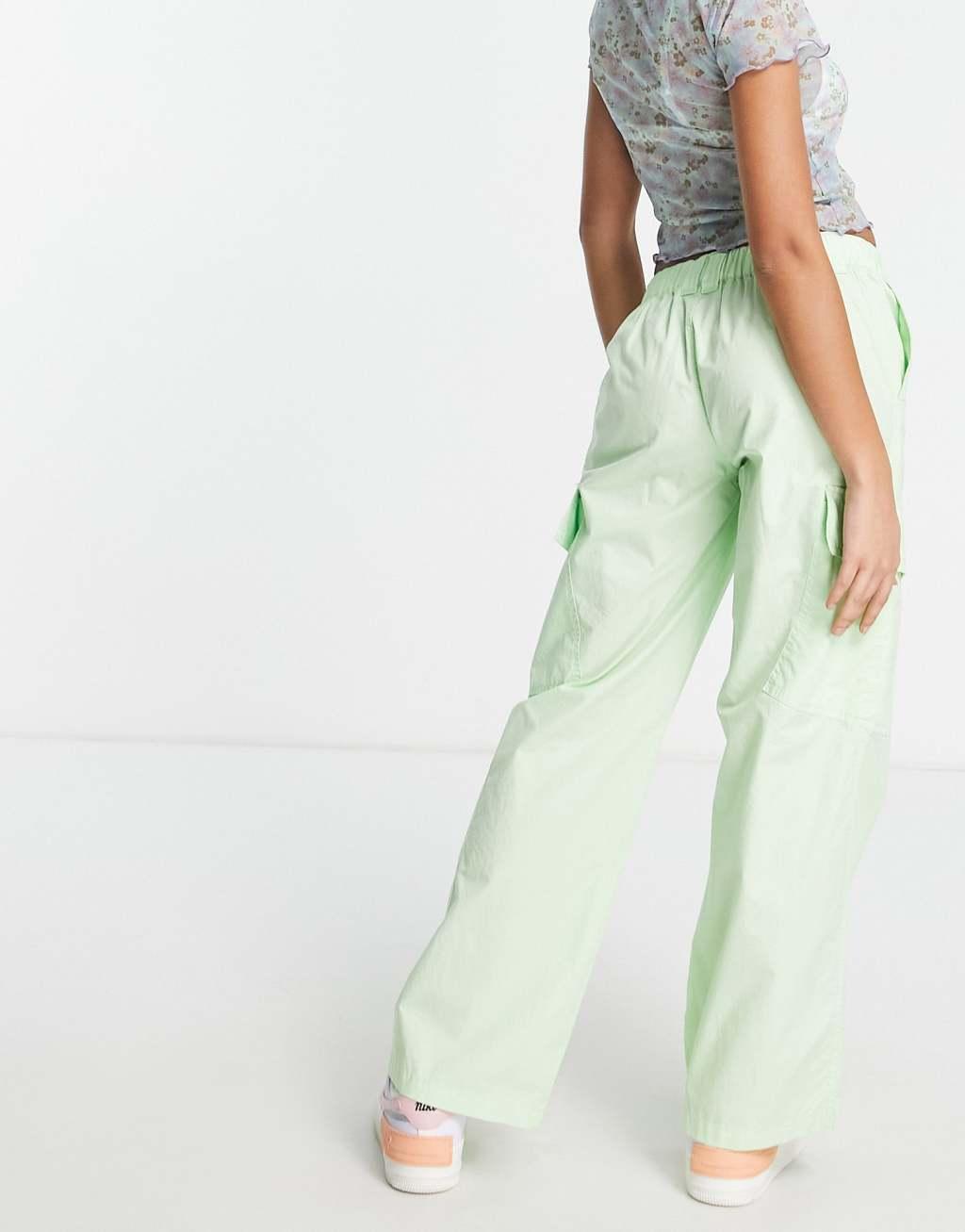 ASOS DESIGN Petite 00s low rise cargo pants in bright lime  Product Image