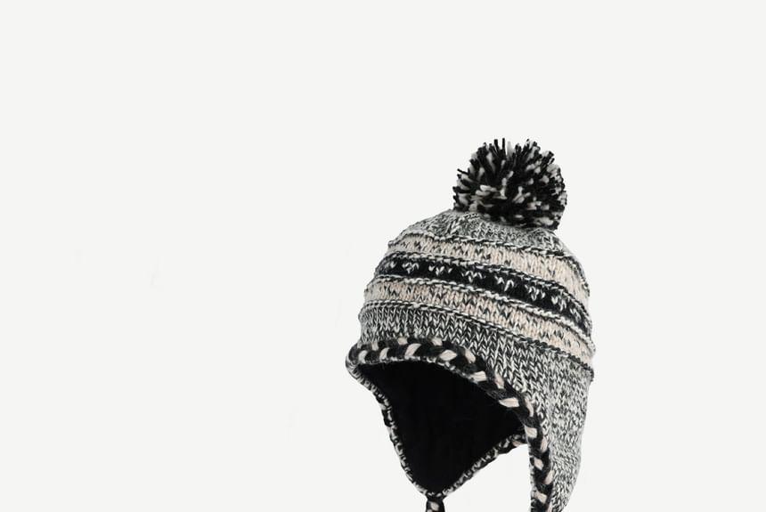 Pom Pom Two Tone Trapper Hat Product Image