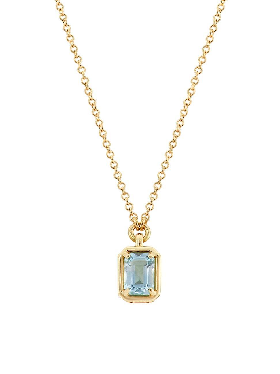 Womens Allure 18K Yellow Gold & Sky Blue Topaz Pendant Necklace Product Image