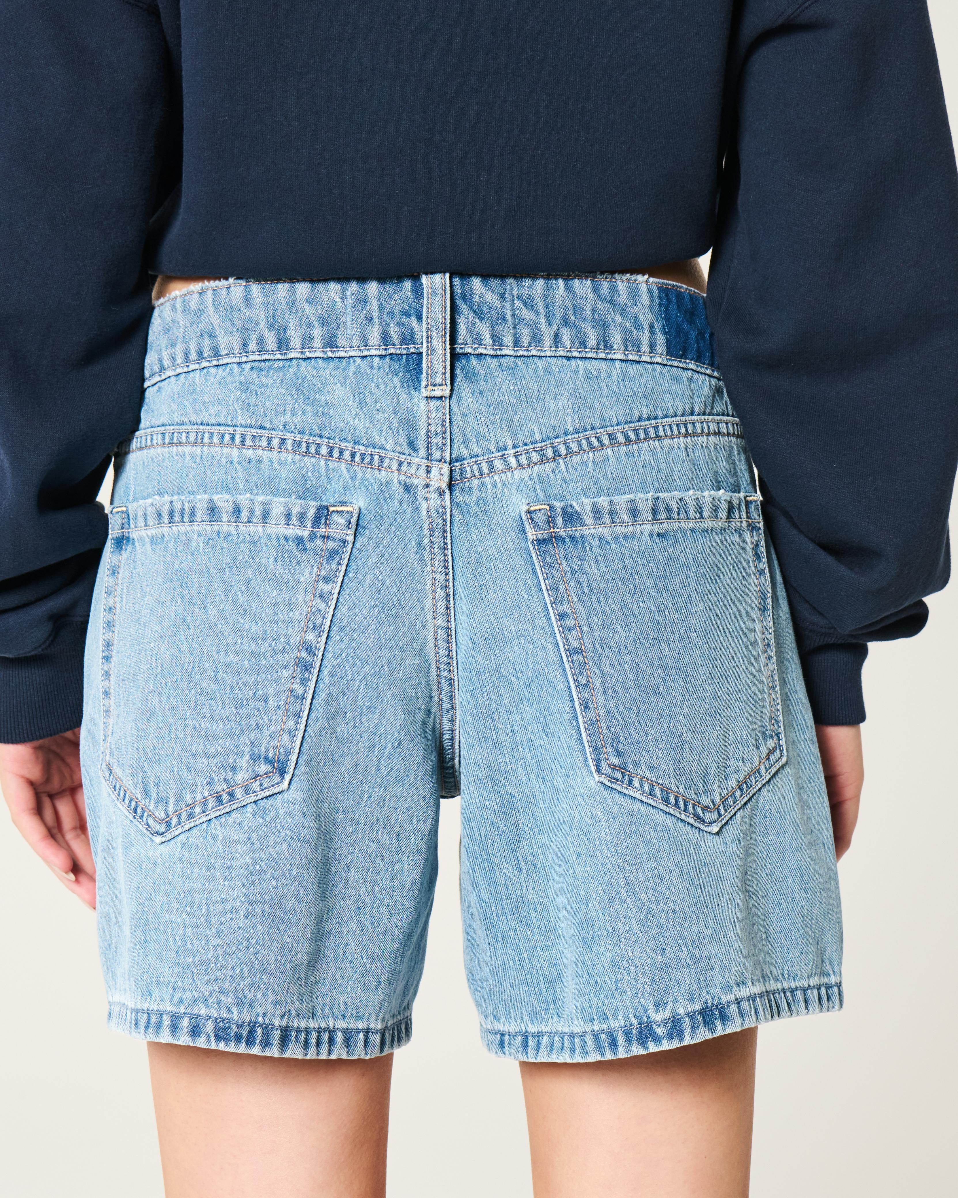 Low-Rise Light Wash Baggy Denim Carpenter Shorts 5" Product Image