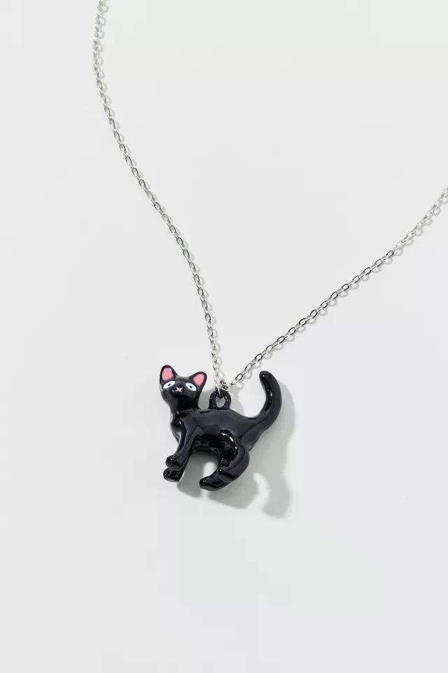 Ceramic Black Cat Charm Necklace Product Image