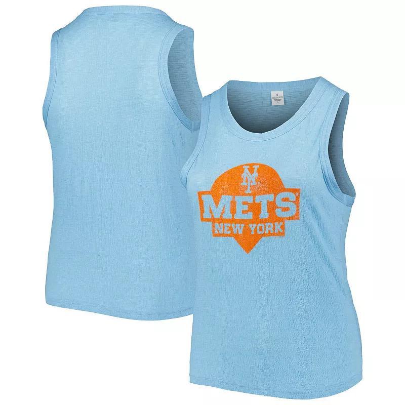 Womens Soft as a Grape Blue New York Mets Plus Size High Neck Tri-Blend Tank Top Product Image