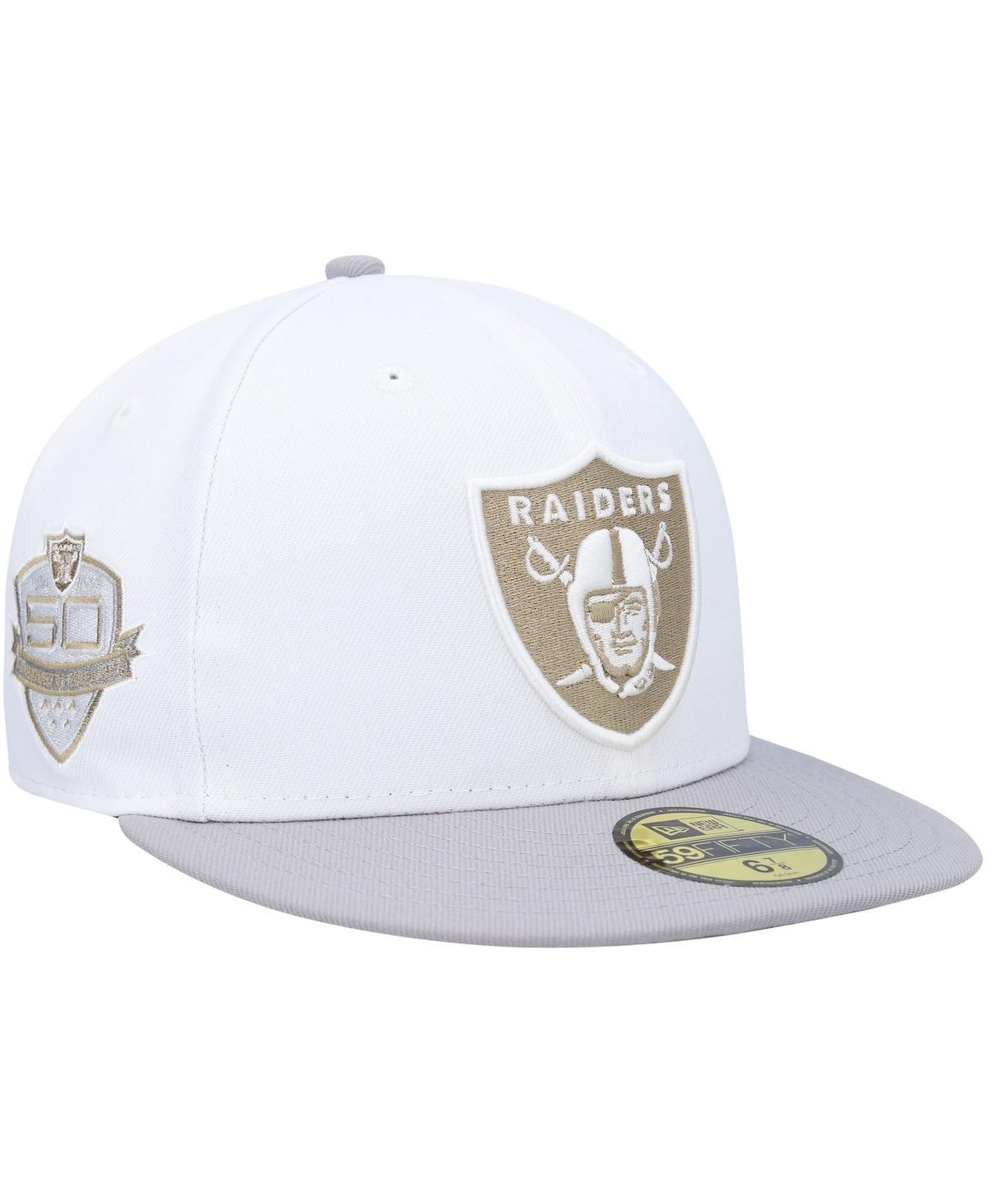 Mens New Era White Las Vegas Raiders 50th Anniversary Gold Undervisor 59FIFTY Fitted Hat - White Product Image