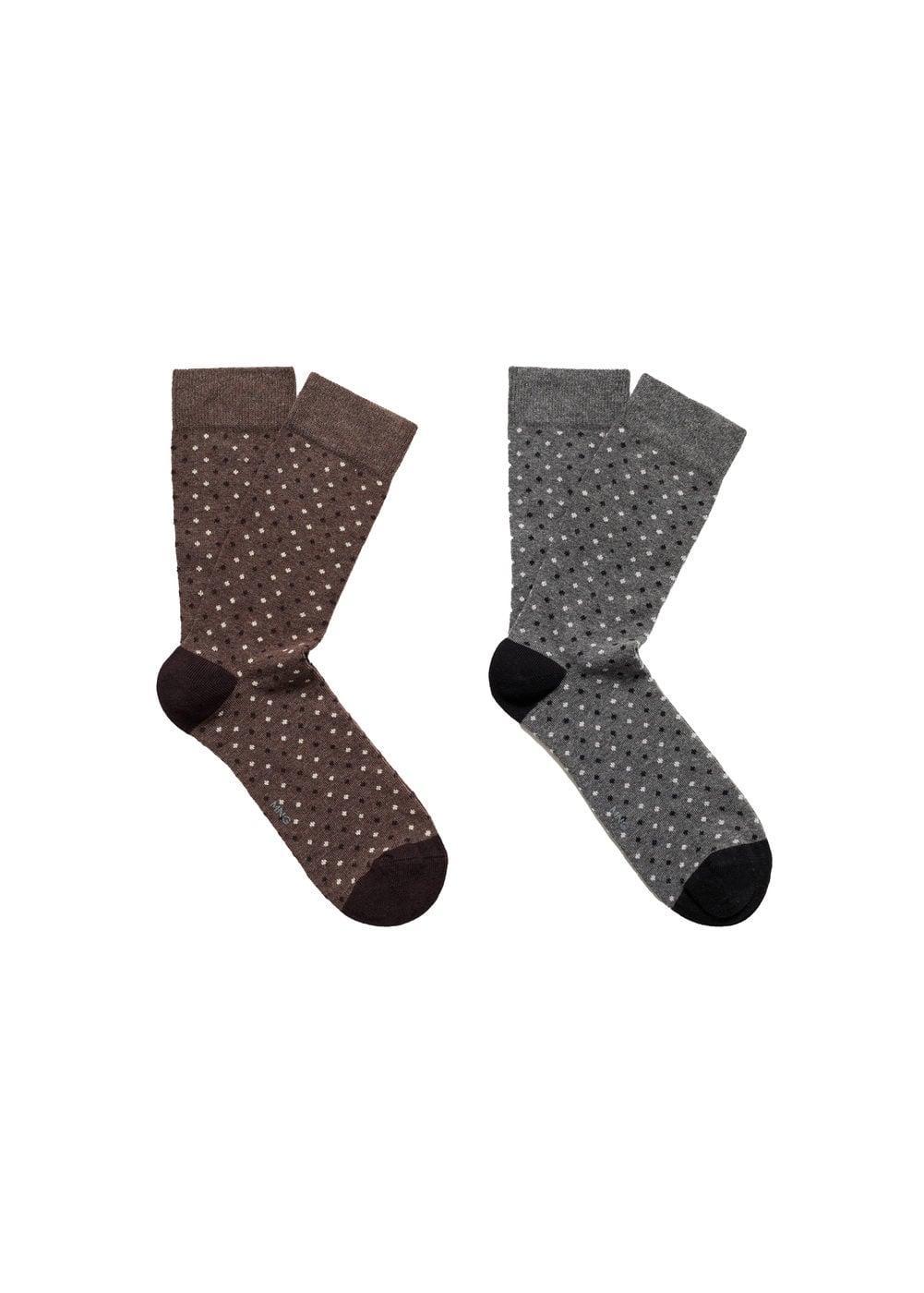 MANGO MAN - Pack of 2 cotton socks with embroidered detail blackMen Product Image