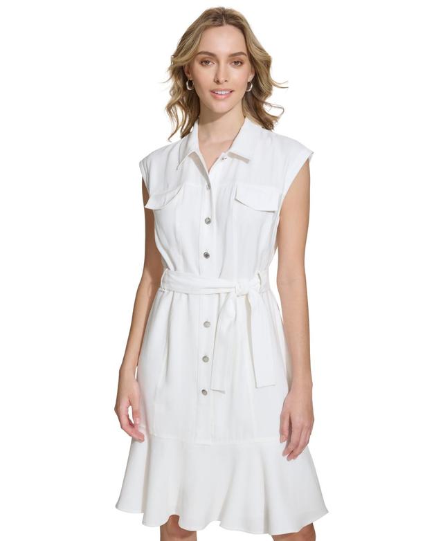 Women's Sleeveless Belted Shirtdress Product Image