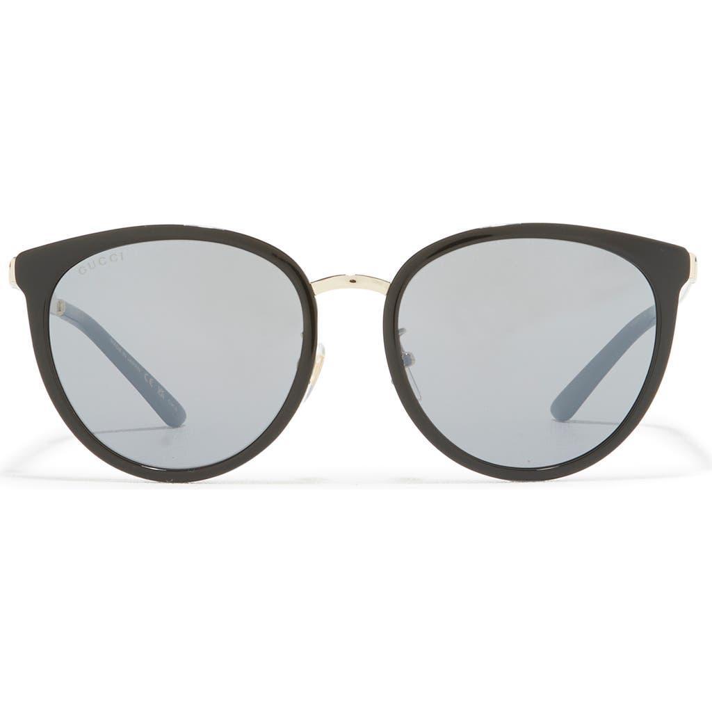 56mm Round Sunglasses In Black Gold Silver Product Image