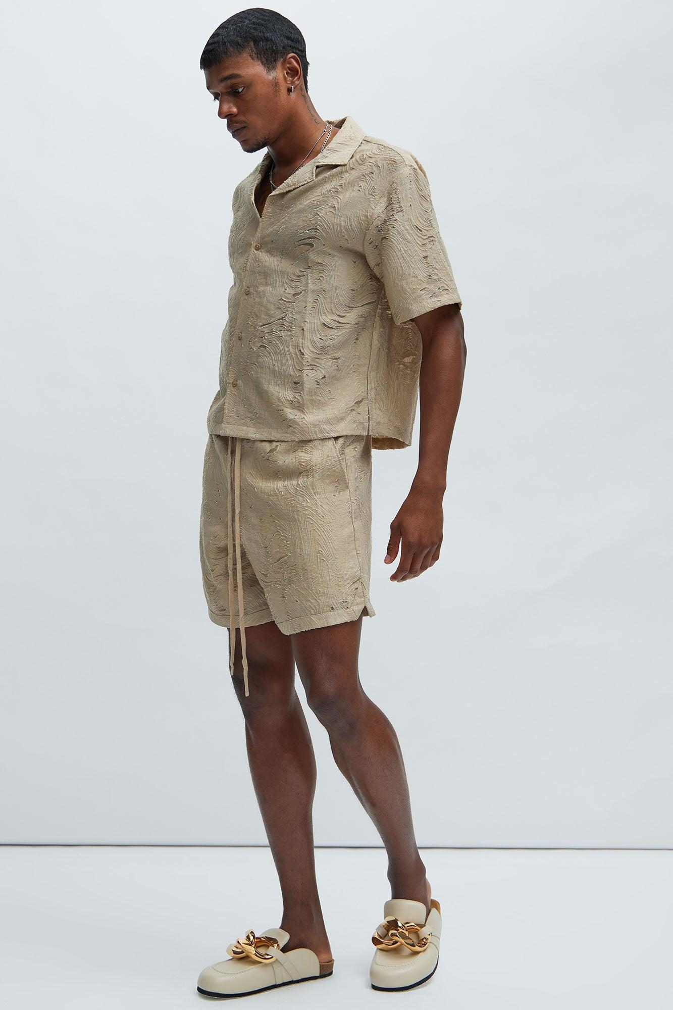 Mirage Textured Warmup Shorts - Tan Product Image