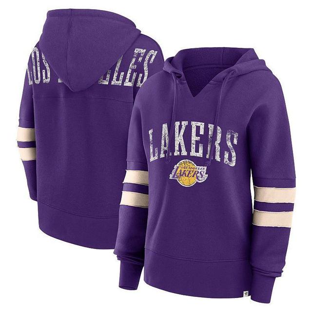 Womens Fanatics Branded Los Angeles Lakers Bold Move Dolman V-Neck Pullover Hoodie Product Image