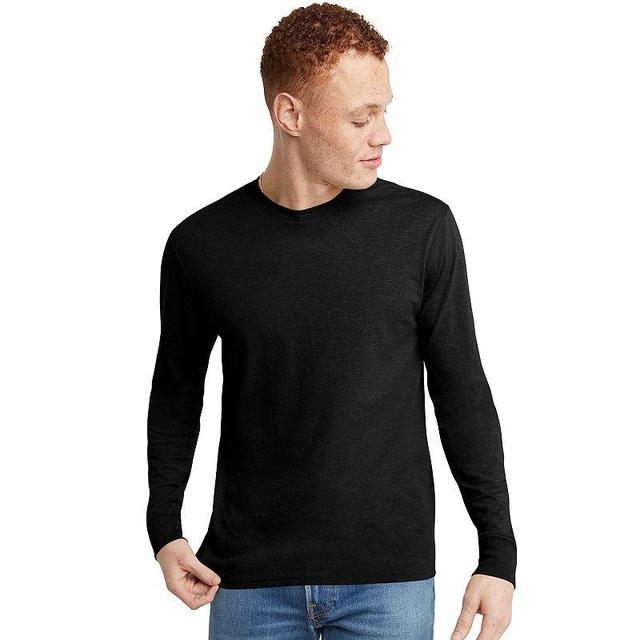 Hanes Originals Mens Long Sleeve Tri-Blend T-Shirt Red River Clay Heather 2XL Product Image