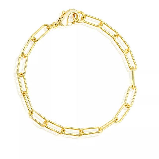 Adornia 14k Gold Plated Paper Clip Chain Anklet, Womens Gold Tone Product Image