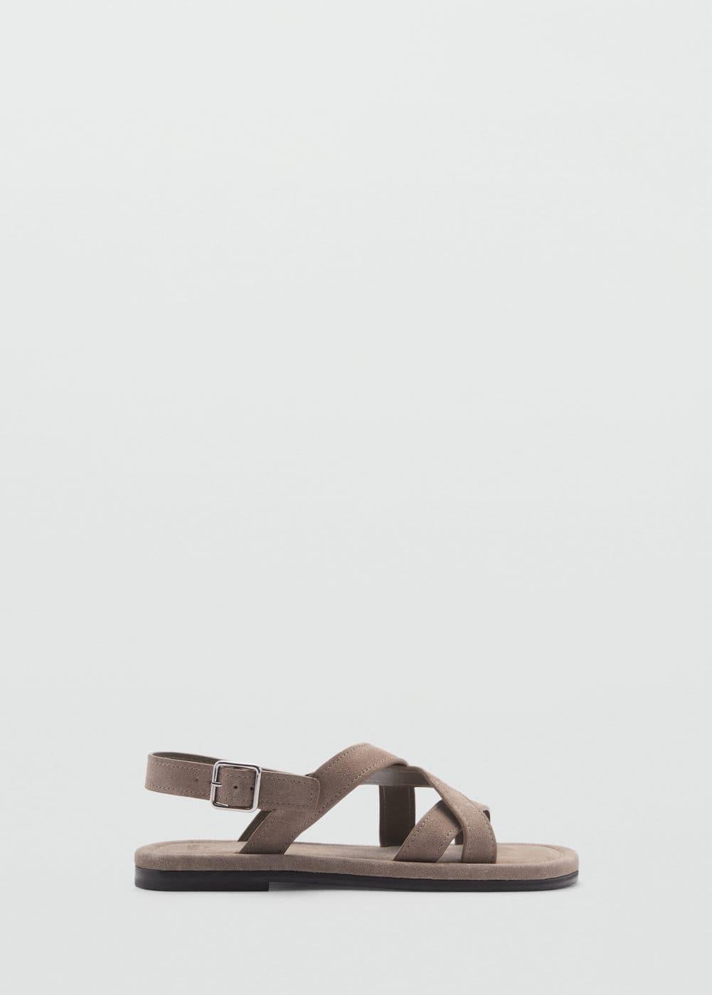 Mango Mens Crossed Straps Suede Leather Sandals Product Image