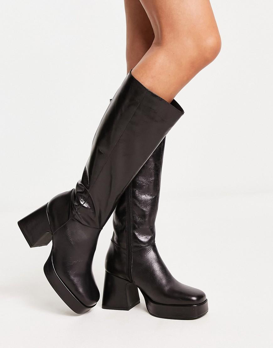 Topshop Holden premium leather square toe platform boot Product Image