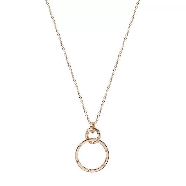 LC Lauren Conrad Double Circle Pendant Long Necklace, Womens, Clear Product Image