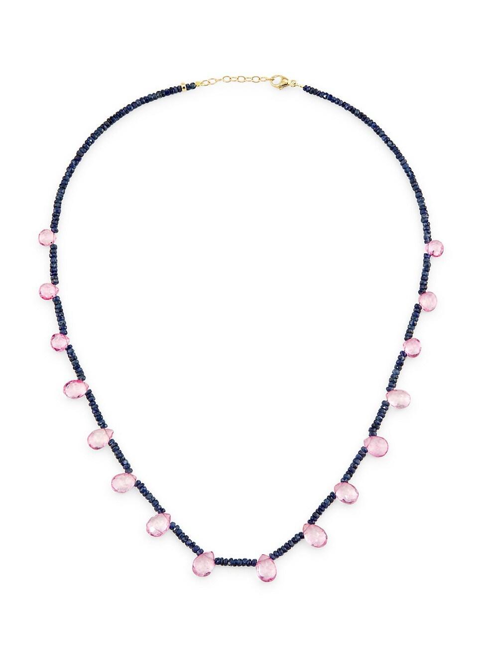 Womens Arizona 14K Yellow Gold, Blue Sapphire & Pink Topaz Necklace Product Image