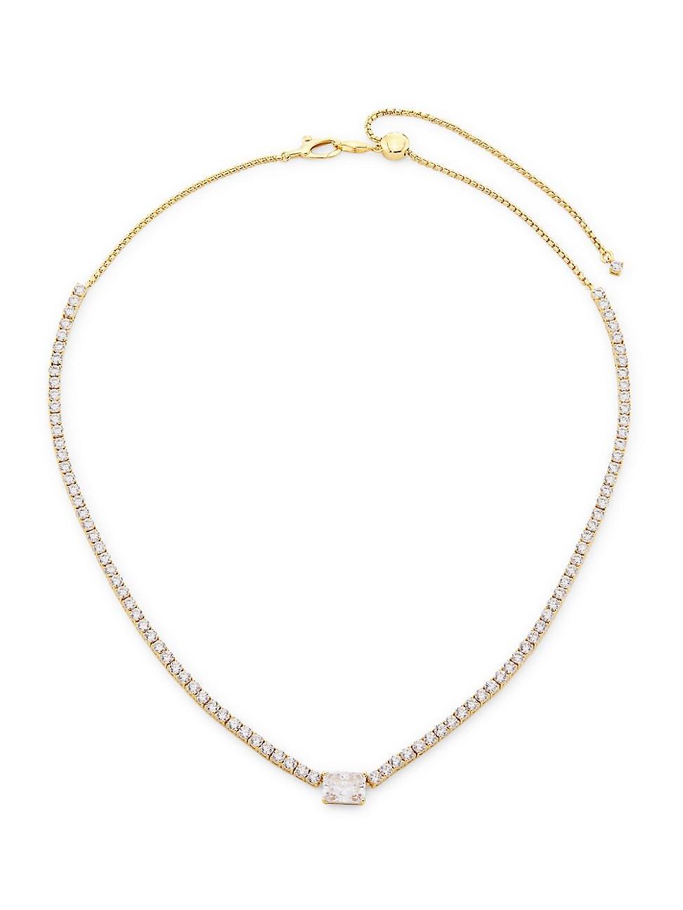 Womens Tennis 18K-Gold-Plated & Cubic Zirconia Necklace Product Image