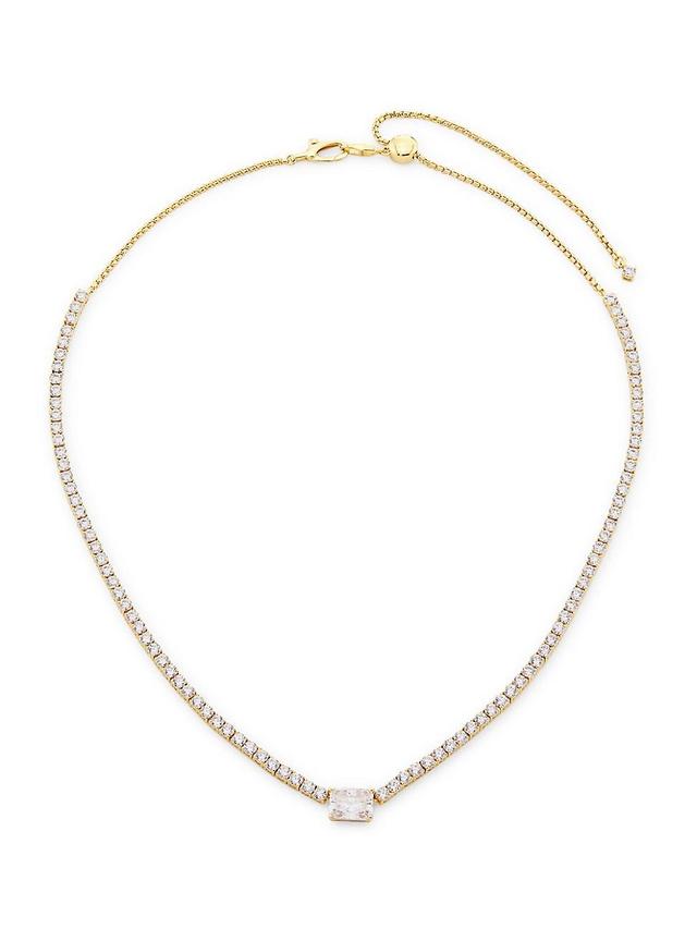 Womens Tennis 18K-Gold-Plated & Cubic Zirconia Necklace Product Image