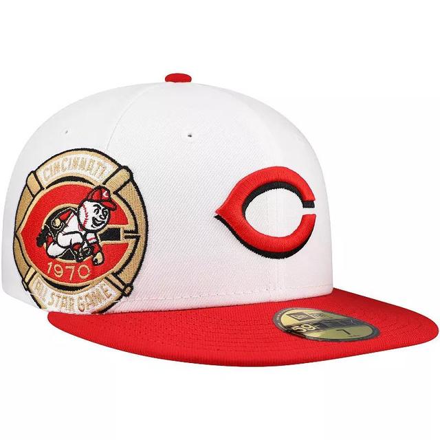 Mens New Era White/Red Cincinnati Reds Major Sidepatch 59FIFTY Fitted Hat Product Image