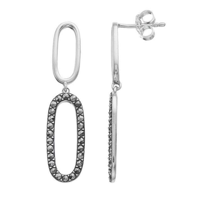 Lavish by TJM Sterling Silver Marcasite Paperclip Dangle Earrings, Womens Product Image