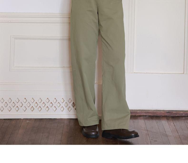 High Rise Plain Loose Fit Slacks Product Image