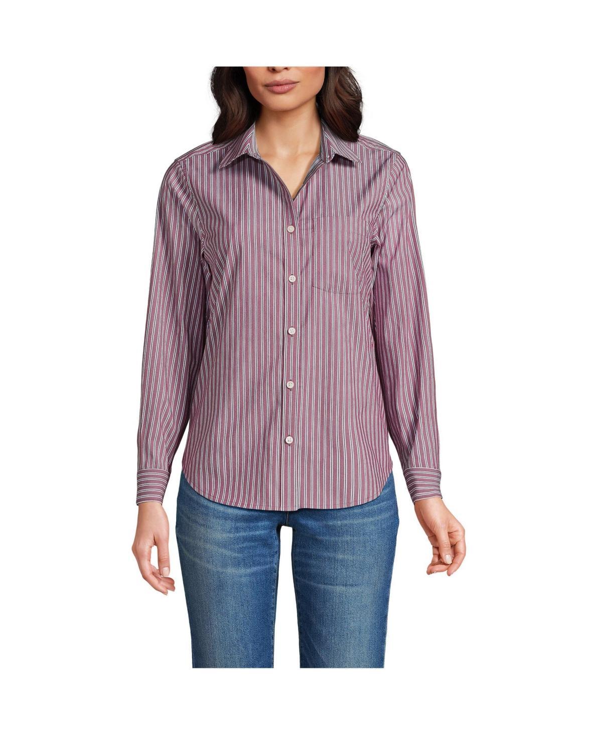 Lands End Womens Cooling Button Front Shirt - Rich burgundy Product Image