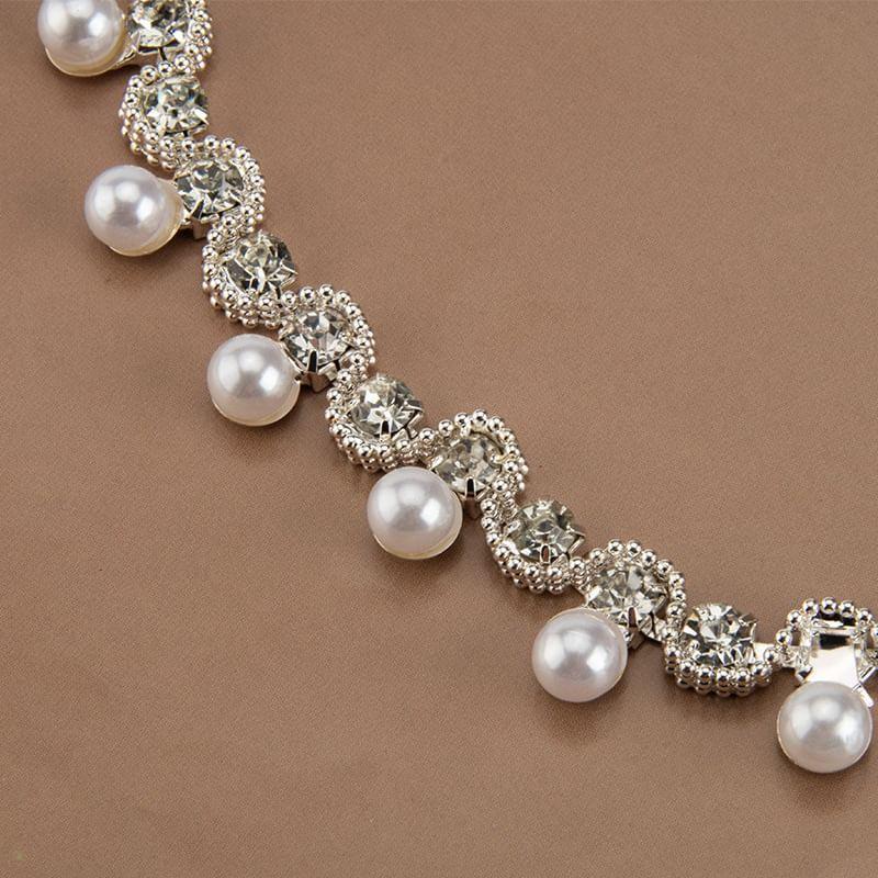 Rhinestone Faux Pearl Chain Belt Product Image