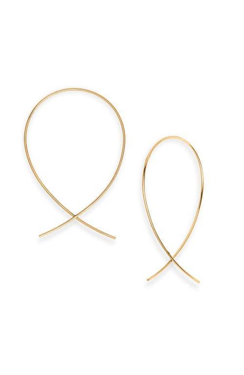 Womens 14K Yellow Gold Small Wire Upside Down Hoops Product Image