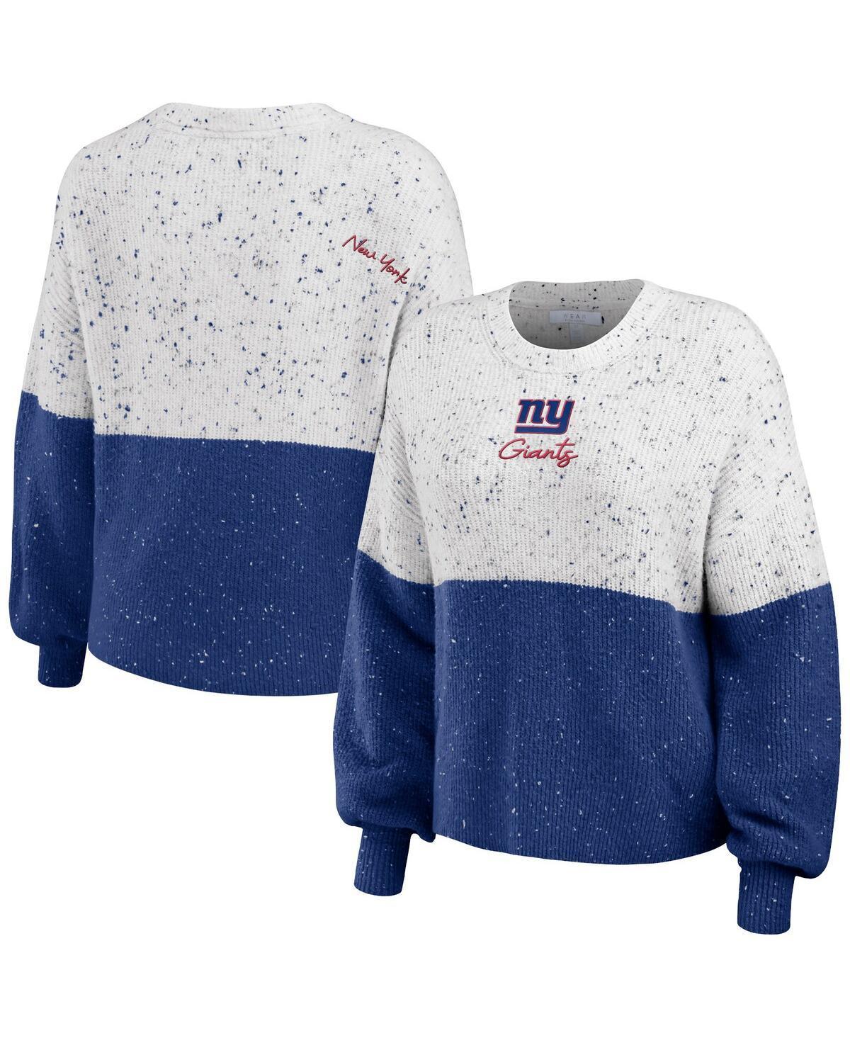 Womens Wear by Erin Andrews White New York Giants Color-Block Pullover Sweater - White Product Image