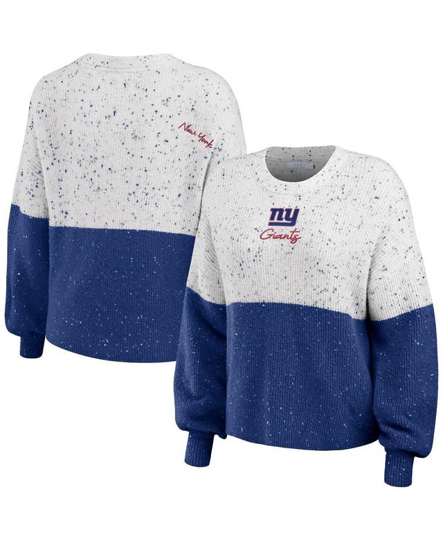 Womens Wear by Erin Andrews White New York Giants Color-Block Pullover Sweater - White Product Image