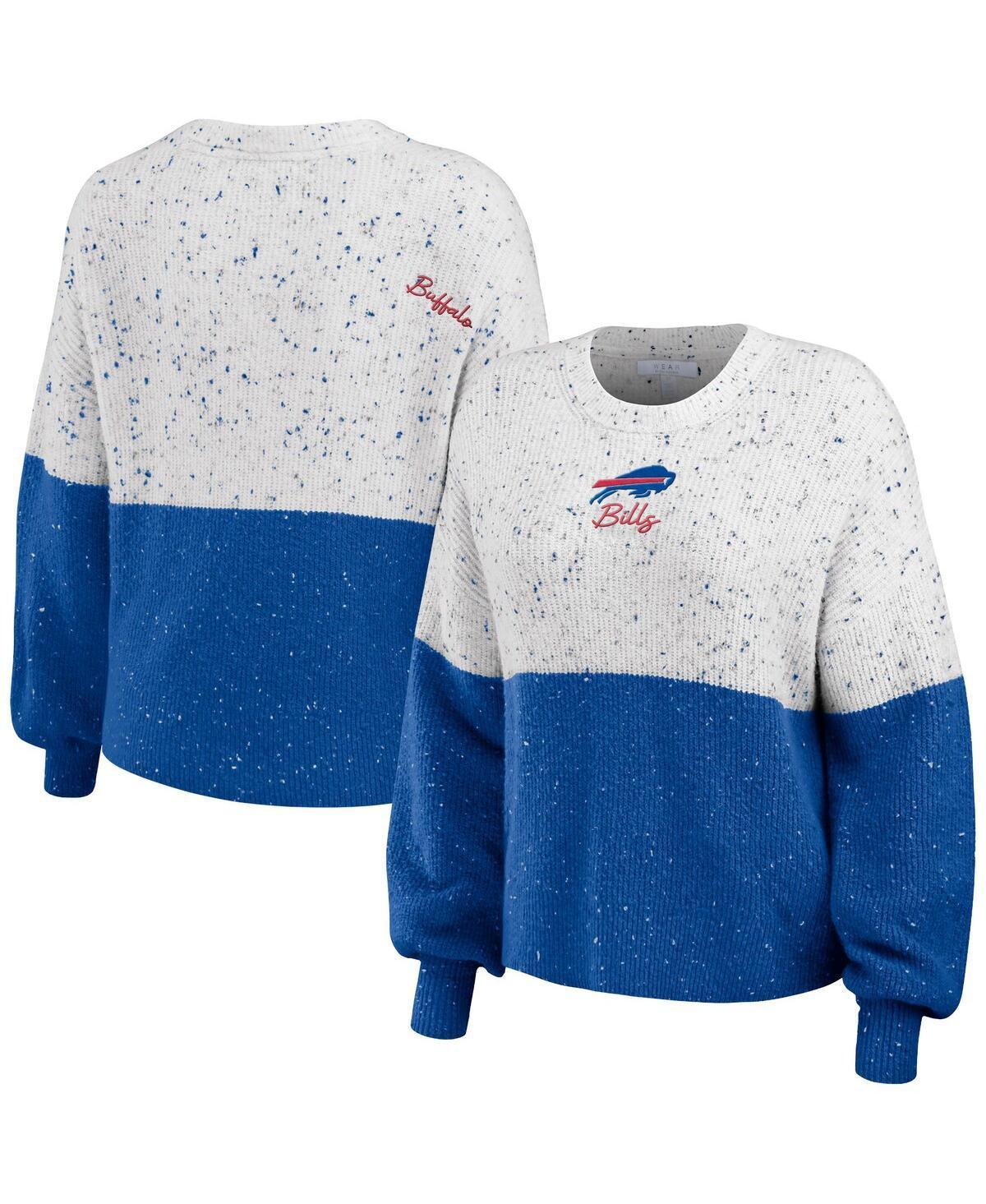 Womens WEAR by Erin Andrews /Royal Buffalo Bills Color-Block Pullover Sweater Product Image