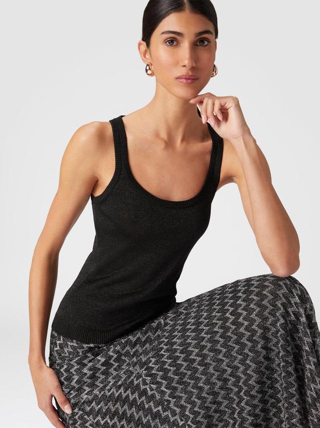 Glitter-effect viscose tank top Black | Missoni Product Image