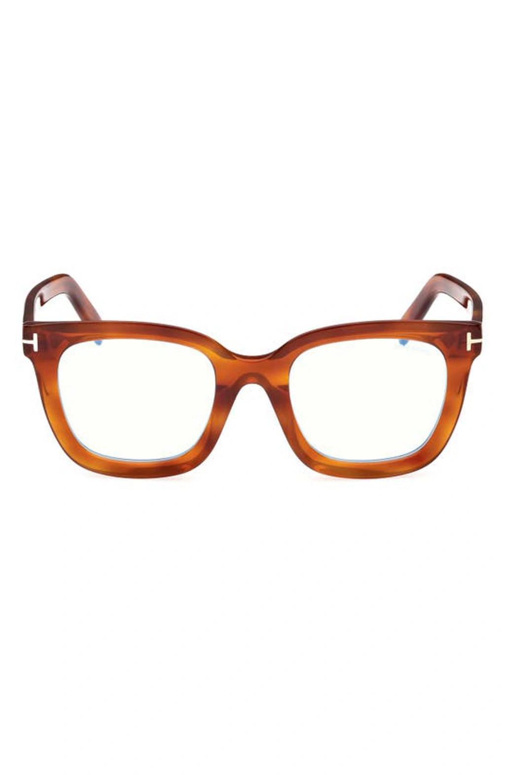 TOM FORD 51mm Square Blue Light Blocking Glasses In Blonde Havana Product Image