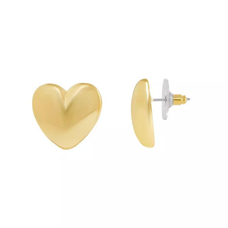 Emberly Polished Heart Stud Earrings, Womens, Yellow Product Image