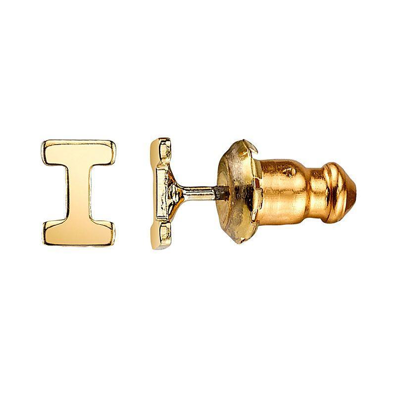 1928 14K Gold Dipped Initial Button Earrings, Womens, Yellow Product Image