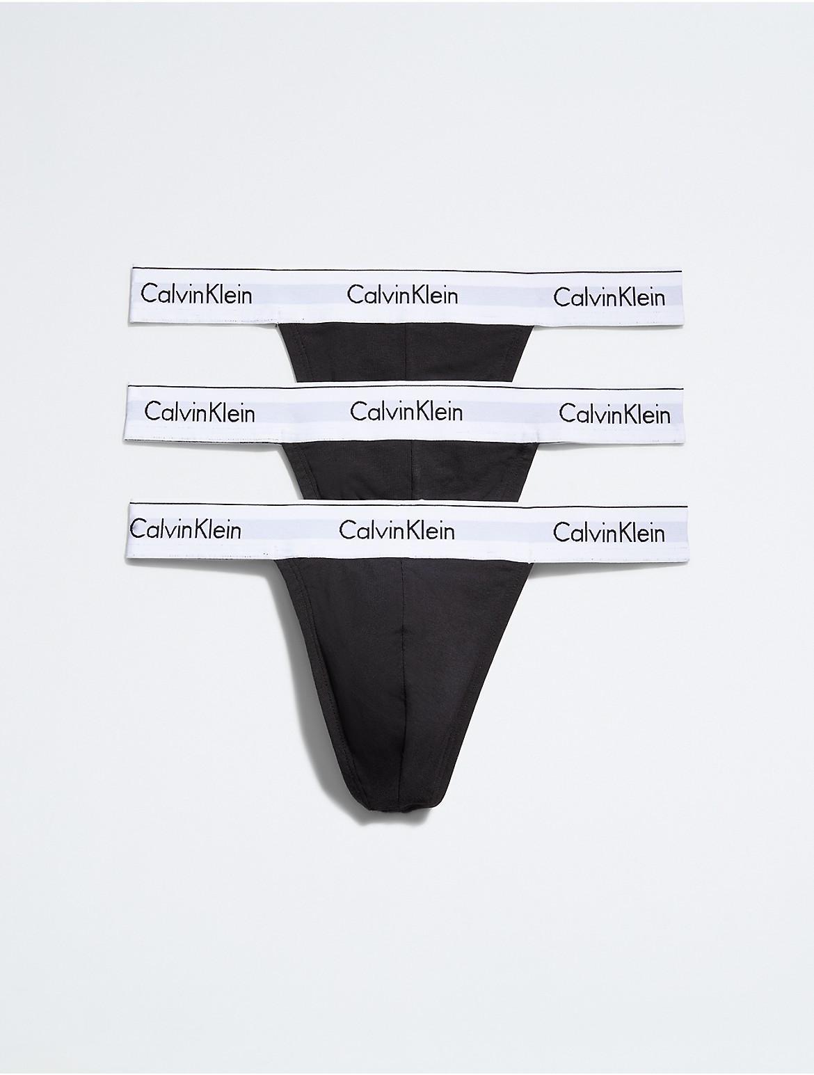 Calvin Klein Mens Modern Cotton Stretch 3-Pack Thong - Black - S Product Image