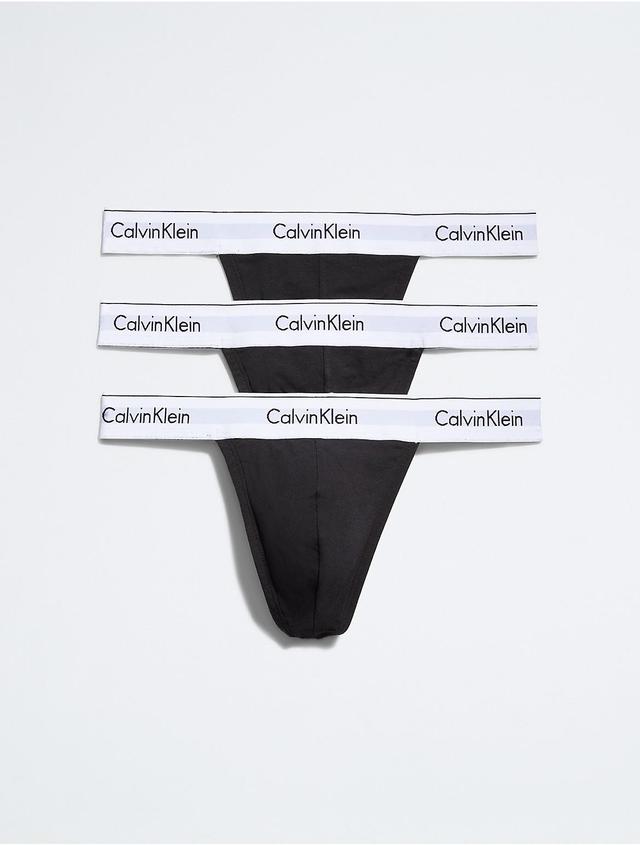 Calvin Klein Men's Modern Cotton Stretch 3-Pack Thong - Black - M Product Image